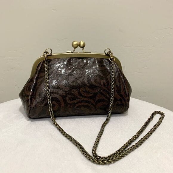 Handmade Genuine Leather Floral Embossed Clutch/Shoulder Bag/Crossbody - Picture 5 of 14